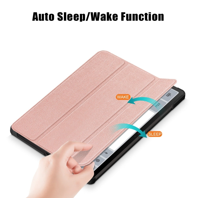 For Samsung Galaxy Tab S9+ Custer Pure Color 3-Fold Holder Smart Leather Tablet Case