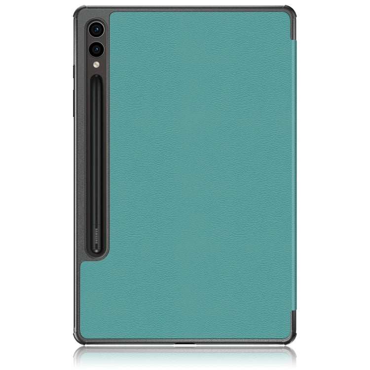 For Samsung Galaxy Tab S9+ Custer Pure Color 3-Fold Holder Smart Leather Tablet Case