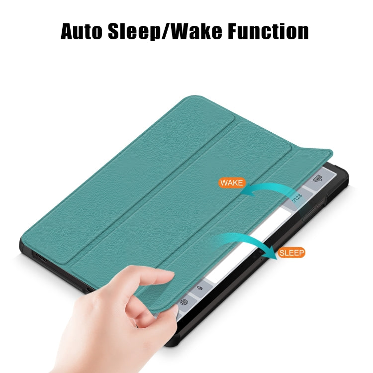 For Samsung Galaxy Tab S9+ Custer Pure Color 3-Fold Holder Smart Leather Tablet Case