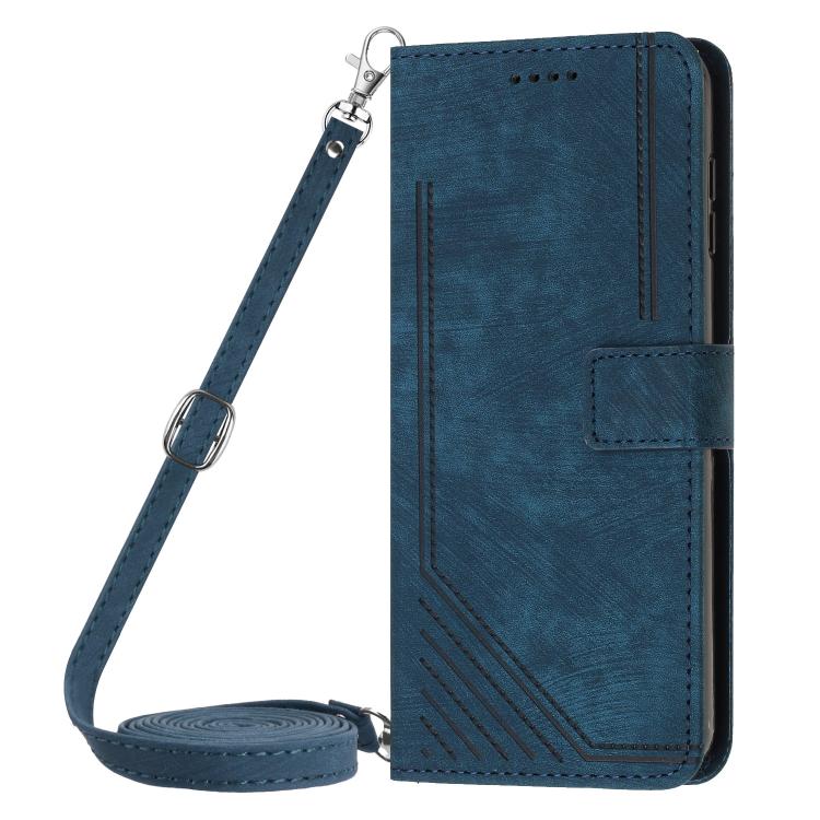 For Infinix Note 50 Pro+ Skin Feel Stripe Pattern Leather Phone Case with Lanyard