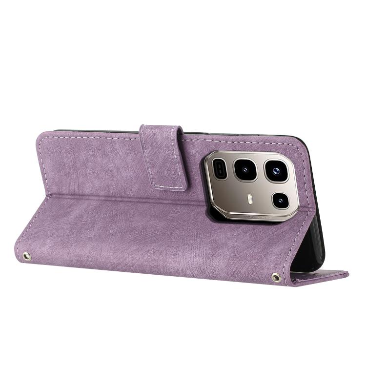 For Infinix Note 50 Pro+ Skin Feel Stripe Pattern Leather Phone Case with Lanyard