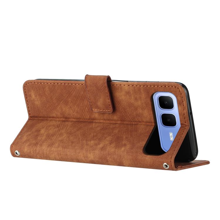 For Infinix Smart 10 Plus 4G Skin Feel Stripe Pattern Leather Phone Case with Lanyard