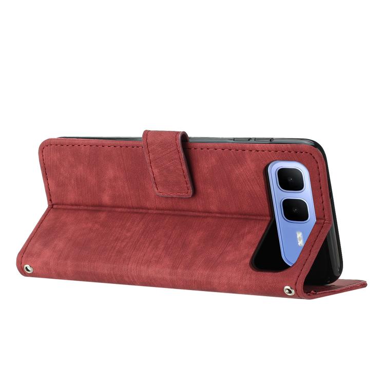 For Infinix Smart 10 Plus 4G Skin Feel Stripe Pattern Leather Phone Case with Lanyard