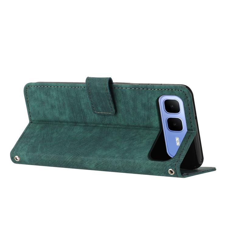 For Infinix Smart 10 Plus 4G Skin Feel Stripe Pattern Leather Phone Case with Lanyard