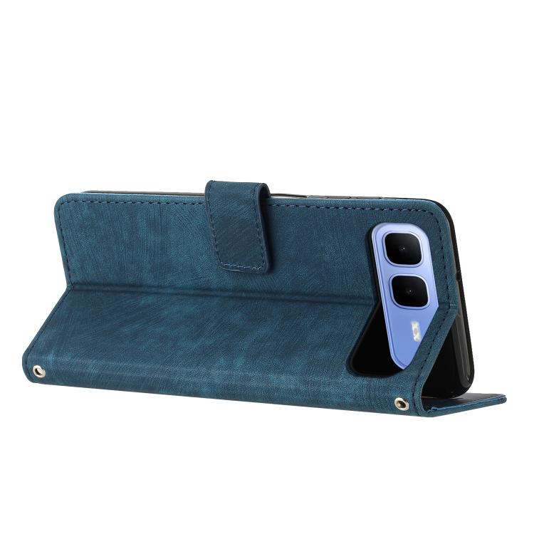 For Infinix Smart 10 Plus 4G Skin Feel Stripe Pattern Leather Phone Case with Lanyard