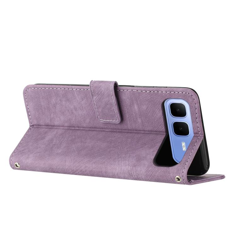 For Infinix Smart 10 Plus 4G Skin Feel Stripe Pattern Leather Phone Case with Lanyard