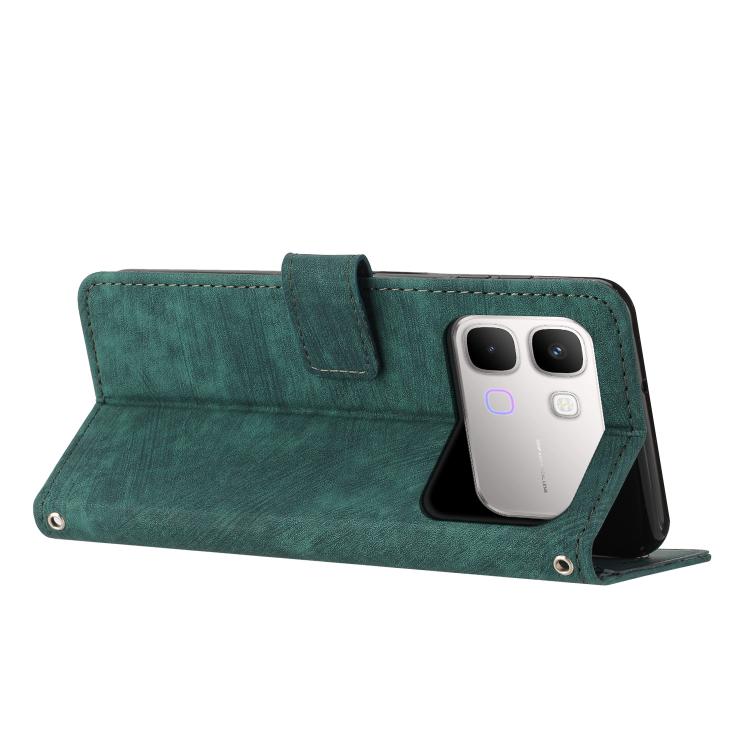 For Infinix Note Edge 5G Skin Feel Stripe Pattern Leather Phone Case with Lanyard