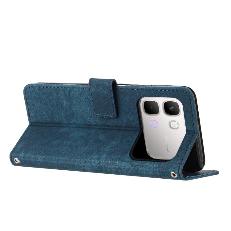 For Infinix Note Edge 5G Skin Feel Stripe Pattern Leather Phone Case with Lanyard