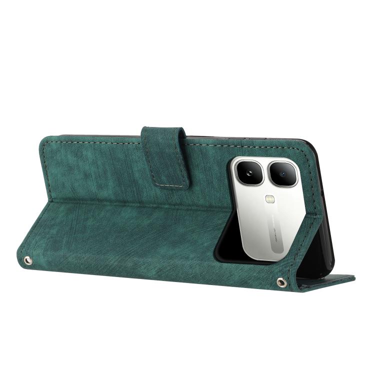 For Infinix Smart 20 4G Skin Feel Stripe Pattern Leather Phone Case with Lanyard