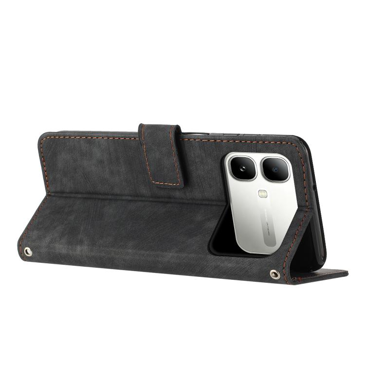 For Infinix Smart 20 4G Skin Feel Stripe Pattern Leather Phone Case with Lanyard