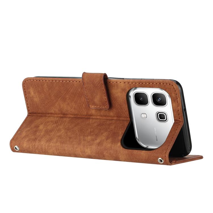 For Infinix Note 60 / 60 Pro 5G Skin Feel Stripe Pattern Leather Phone Case with Lanyard