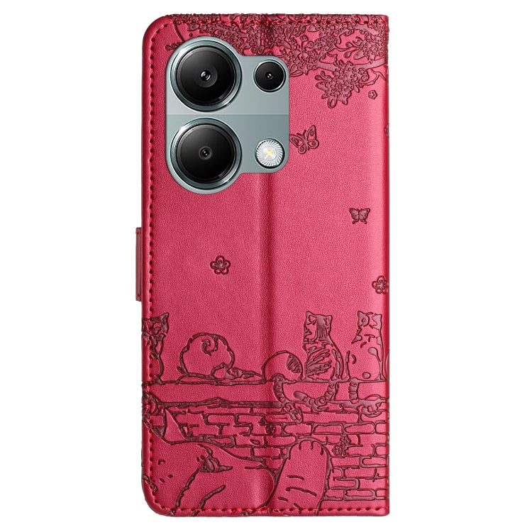 For Xiaomi Redmi Note 13 Pro 4G Cat Embossing Pattern Leather Phone Case with Lanyard