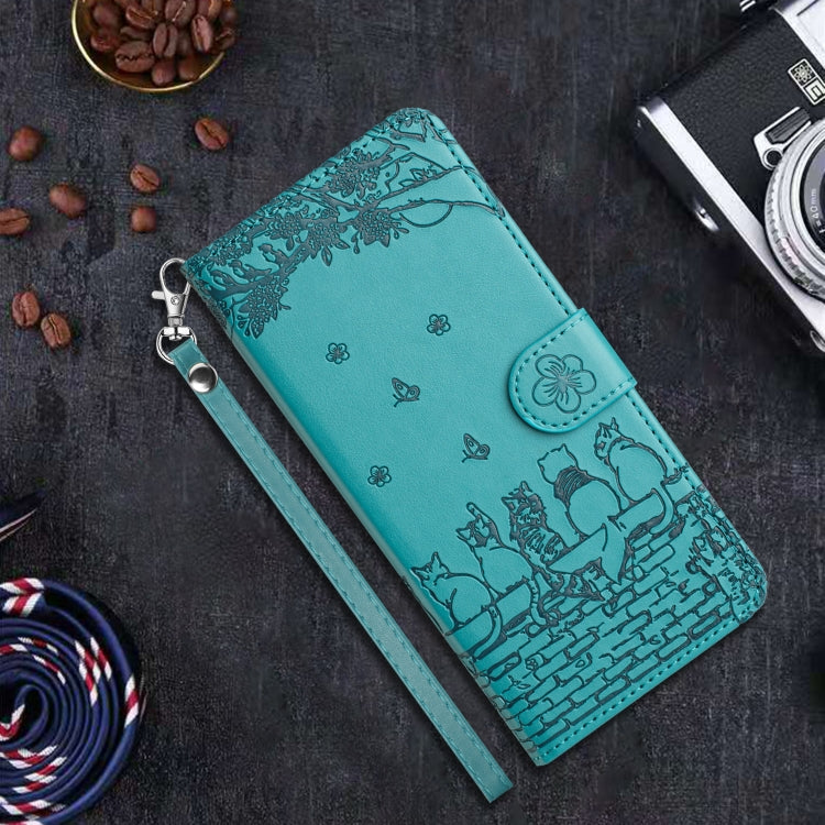 For Xiaomi Redmi Note 13 Pro 4G Cat Embossing Pattern Leather Phone Case with Lanyard