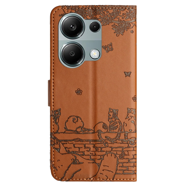 For Xiaomi Redmi Note 13 Pro 4G Cat Embossing Pattern Leather Phone Case with Lanyard