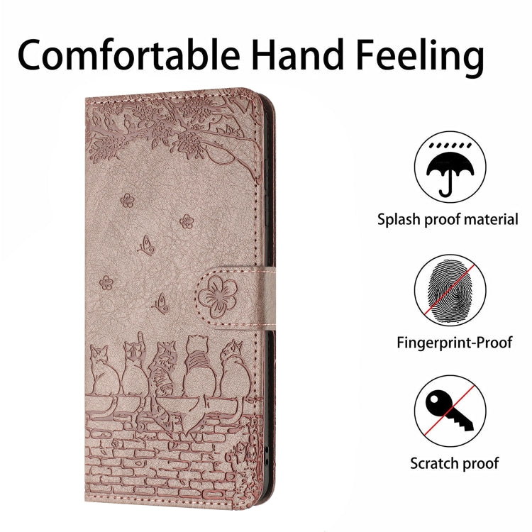 For Xiaomi Redmi Note 13 Pro 4G Cat Embossing Pattern Leather Phone Case with Lanyard