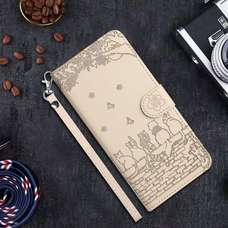 For Xiaomi Redmi Note 13 Pro 4G Cat Embossing Pattern Leather Phone Case with Lanyard