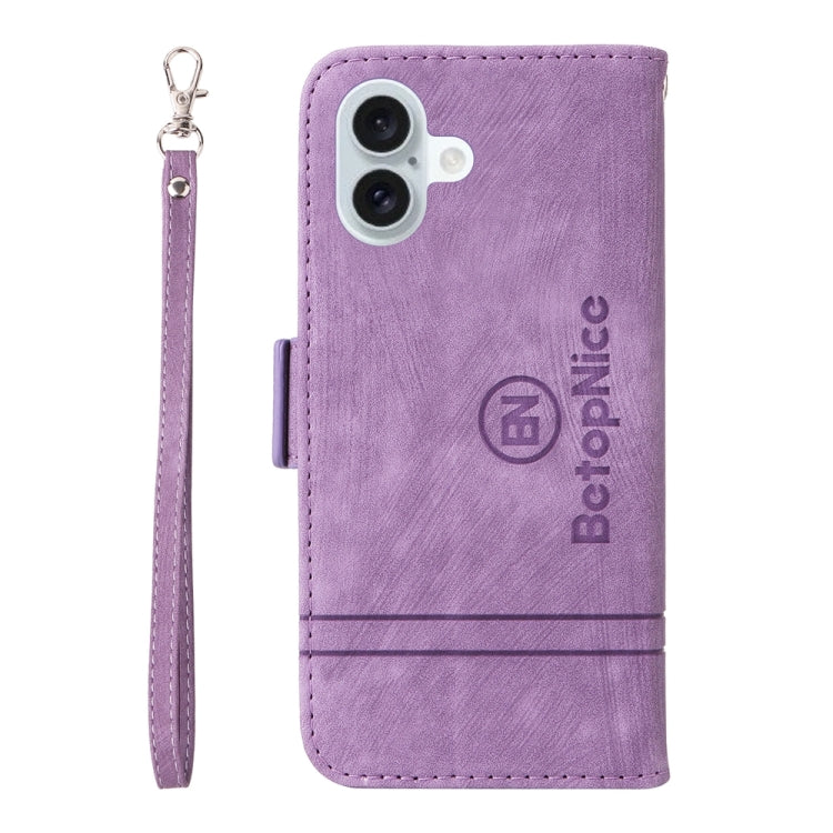 For iPhone 16 Plus BETOPNICE Dual-side Buckle Leather Phone Case