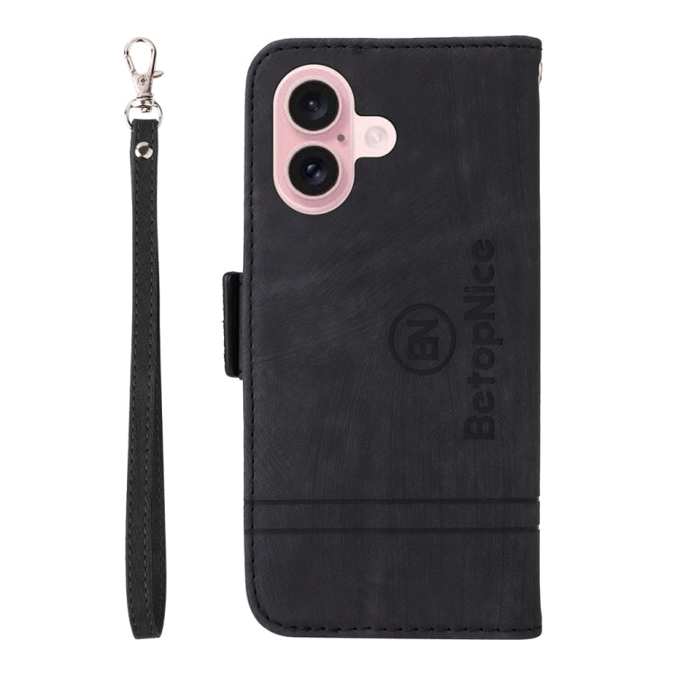 For iPhone 16 BETOPNICE Dual-side Buckle Leather Phone Case
