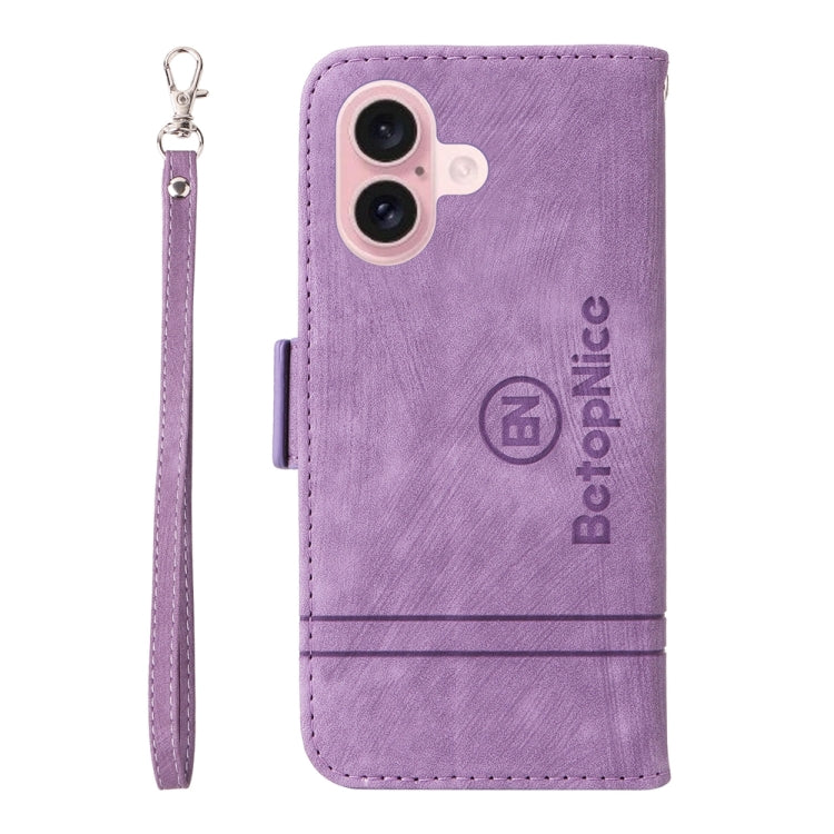 For iPhone 16 BETOPNICE Dual-side Buckle Leather Phone Case