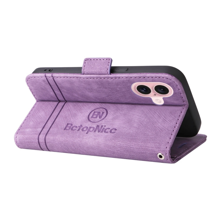 For iPhone 16 BETOPNICE Dual-side Buckle Leather Phone Case