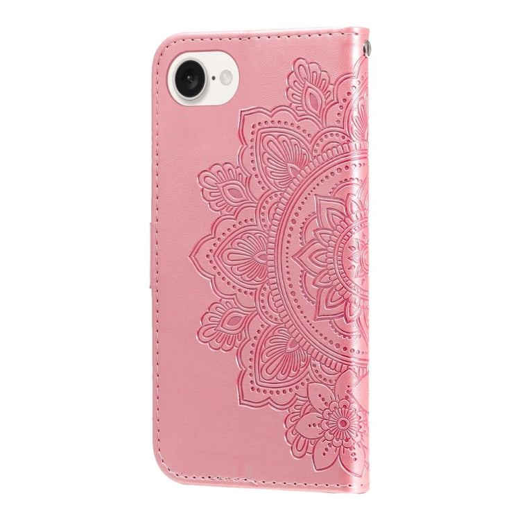 For iPhone 17e / 16e Seven-petal Flowers Embossing Leather Phone Case