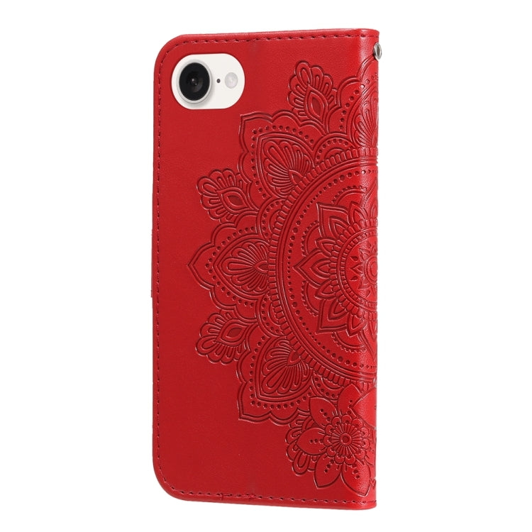 For iPhone 17e / 16e Seven-petal Flowers Embossing Leather Phone Case
