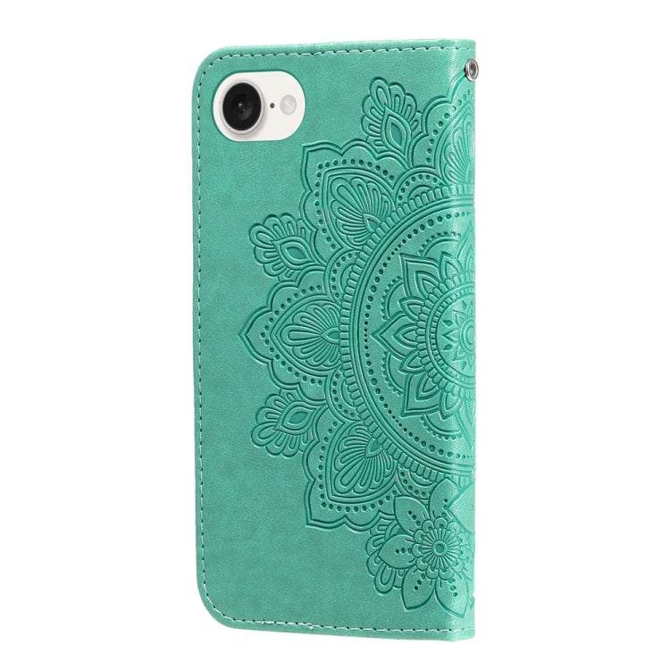For iPhone 17e / 16e Seven-petal Flowers Embossing Leather Phone Case