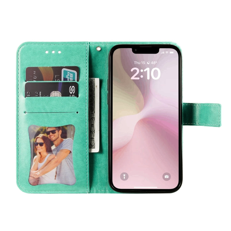 For iPhone 17e / 16e Seven-petal Flowers Embossing Leather Phone Case
