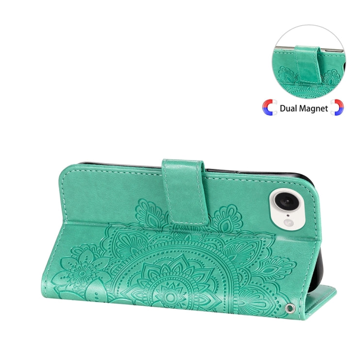 For iPhone 17e / 16e Seven-petal Flowers Embossing Leather Phone Case