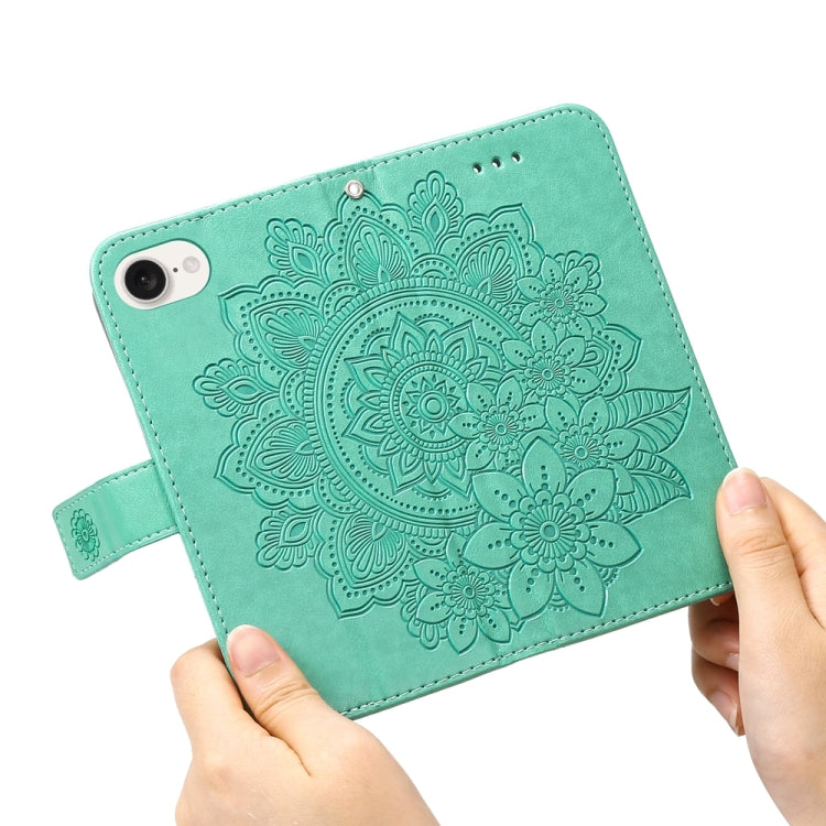 For iPhone 17e / 16e Seven-petal Flowers Embossing Leather Phone Case