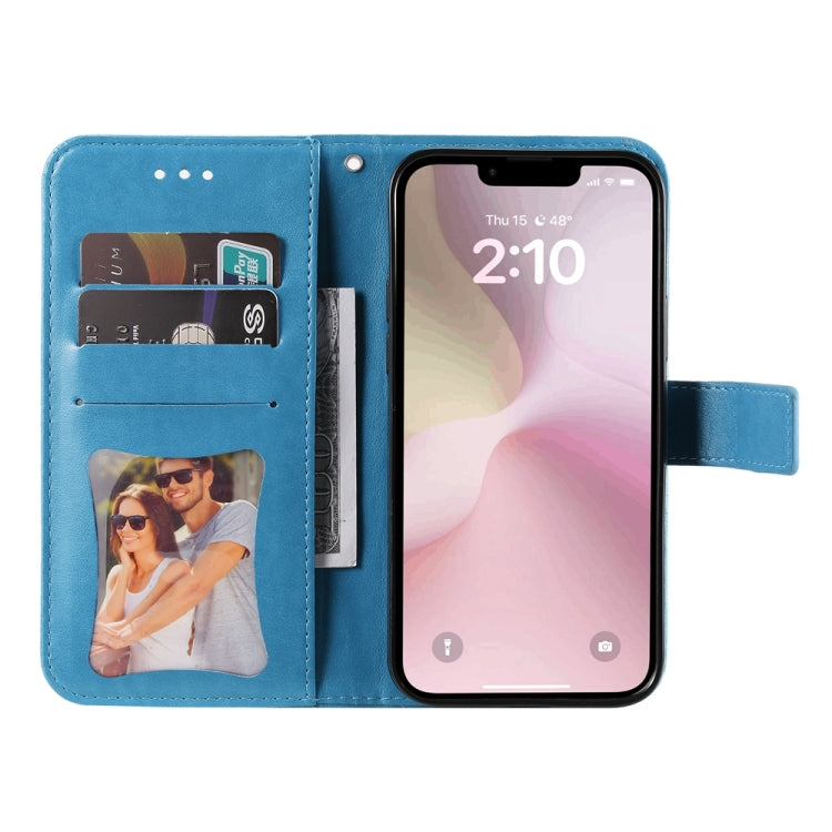 For iPhone 17e / 16e Seven-petal Flowers Embossing Leather Phone Case