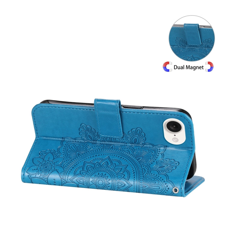 For iPhone 17e / 16e Seven-petal Flowers Embossing Leather Phone Case