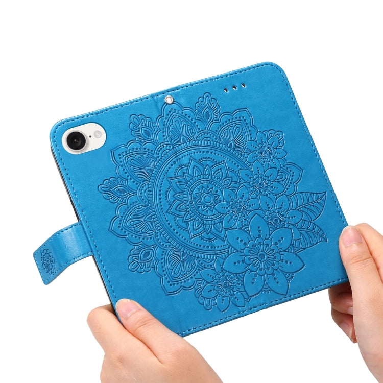 For iPhone 17e / 16e Seven-petal Flowers Embossing Leather Phone Case