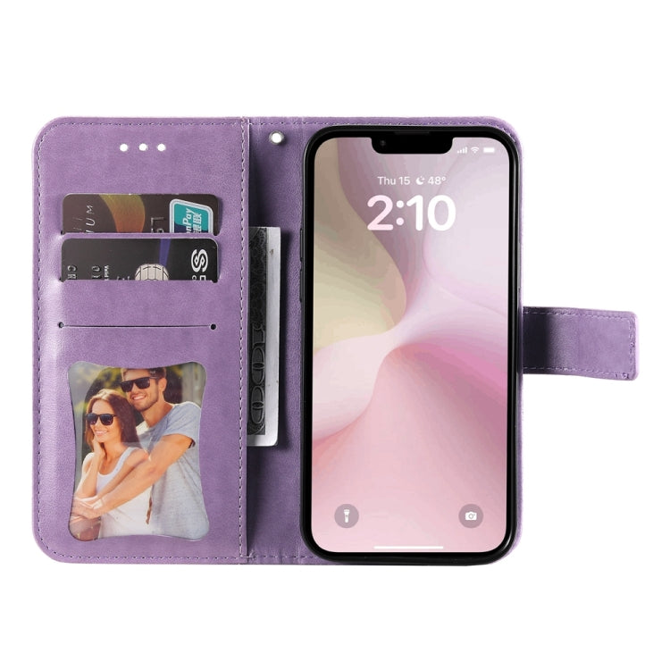 For iPhone 17e / 16e Seven-petal Flowers Embossing Leather Phone Case