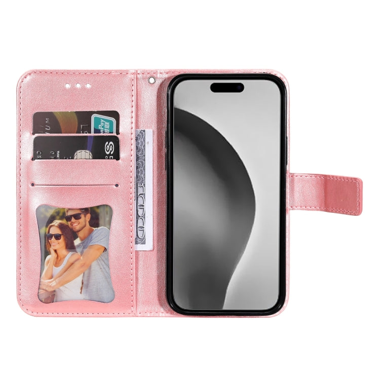 For iPhone 16 Pro Max Seven-petal Flowers Embossing Leather Phone Case