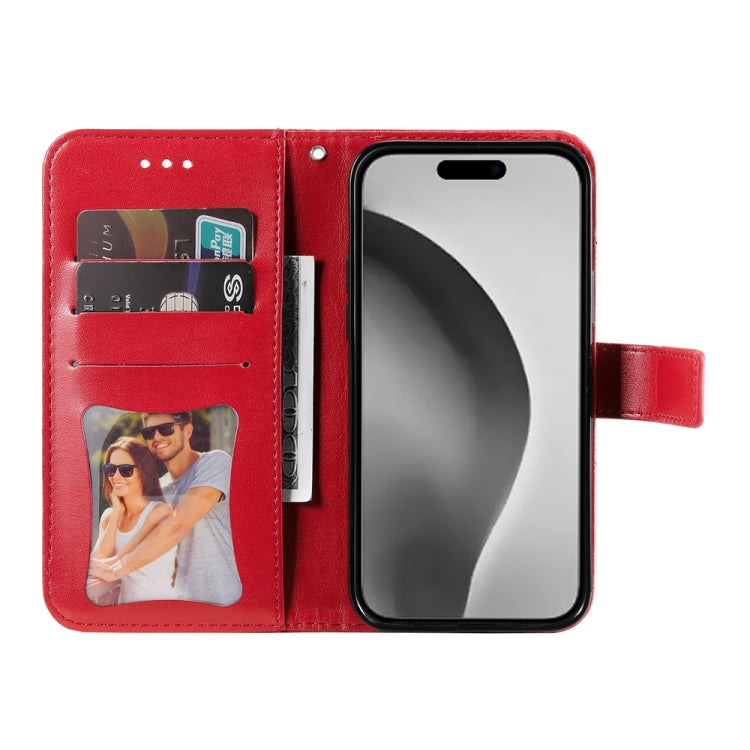 For iPhone 16 Pro Max Seven-petal Flowers Embossing Leather Phone Case