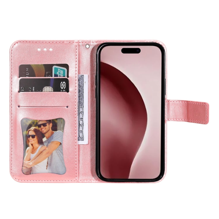 For iPhone 16 Pro Seven-petal Flowers Embossing Leather Phone Case
