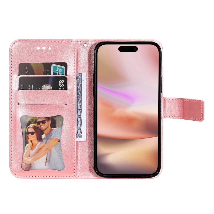 For iPhone 16 Plus Seven-petal Flowers Embossing Leather Phone Case
