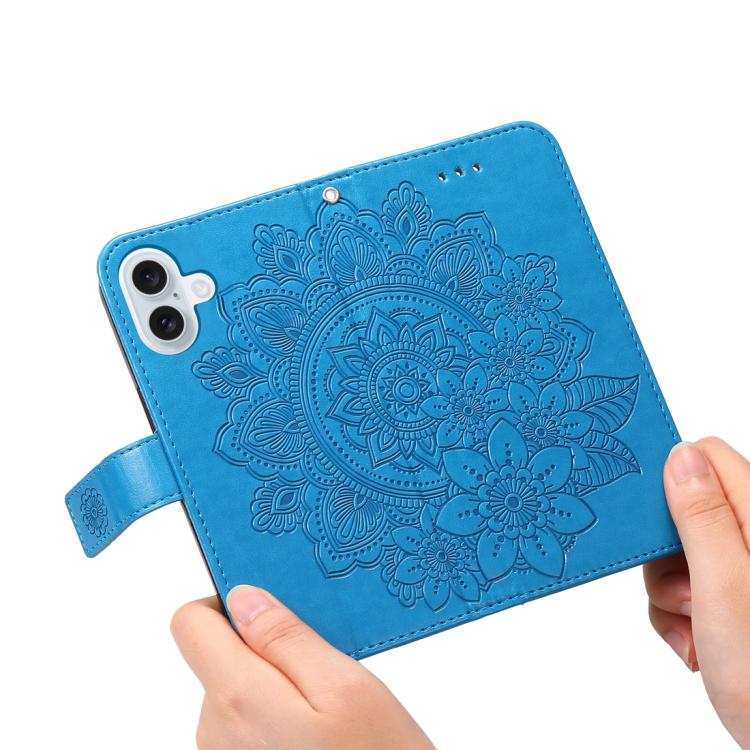 For iPhone 17 Seven-petal Flowers Embossing Leather Phone Case
