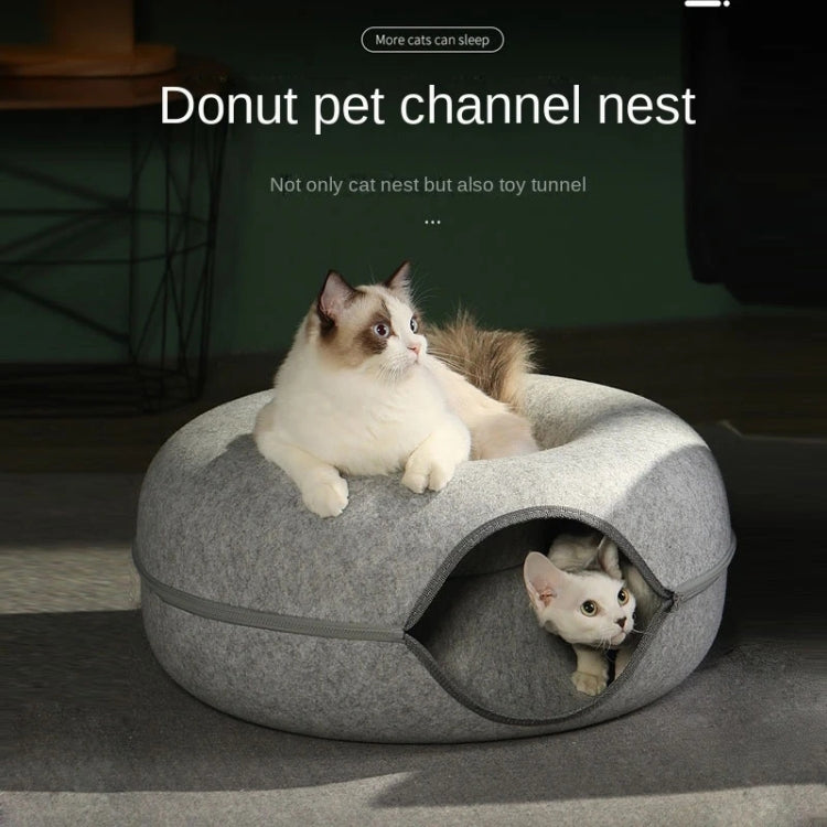 Round Wool Felt Cat Litter Tunnel Cat Litter, Size: