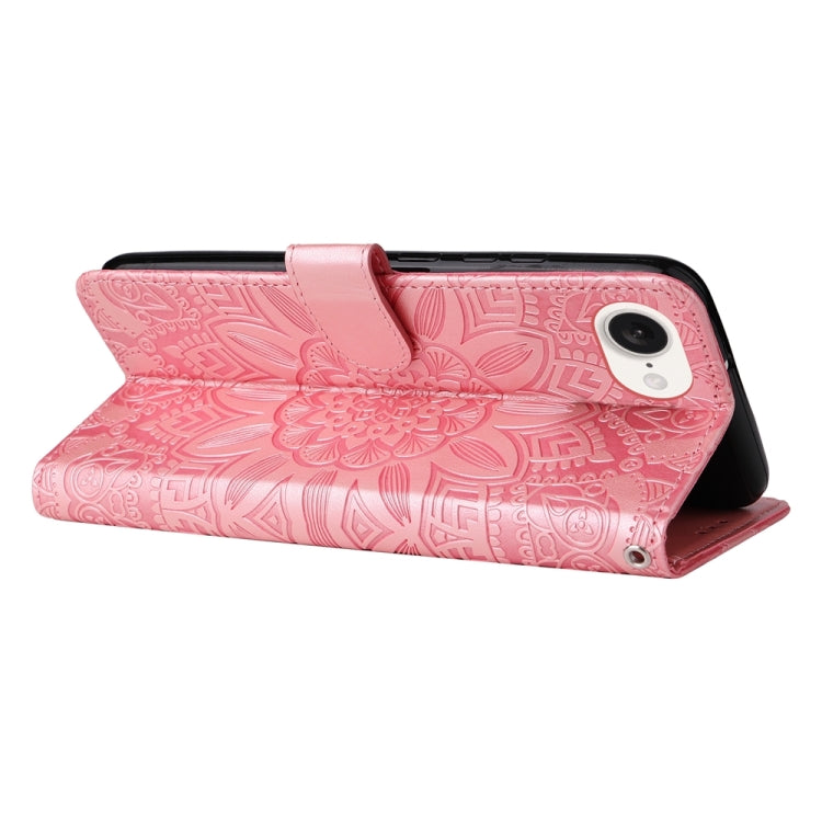 For iPhone 17e / 16e Embossed Sunflower Leather Phone Case