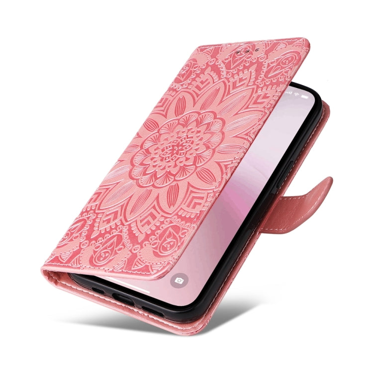 For iPhone 17e / 16e Embossed Sunflower Leather Phone Case