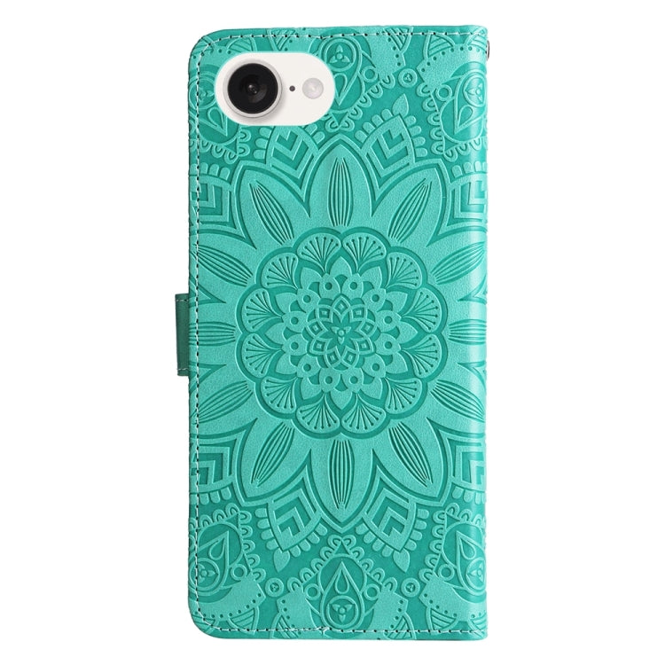 For iPhone 17e / 16e Embossed Sunflower Leather Phone Case