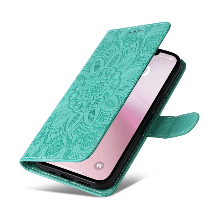 For iPhone 17e / 16e Embossed Sunflower Leather Phone Case