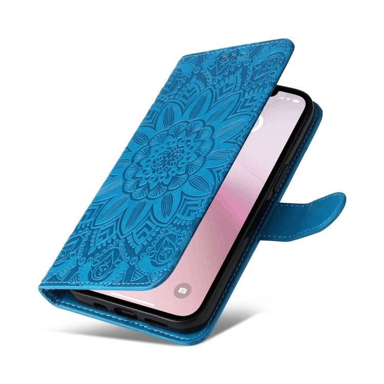 For iPhone 17e / 16e Embossed Sunflower Leather Phone Case