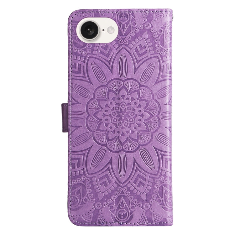 For iPhone 17e / 16e Embossed Sunflower Leather Phone Case