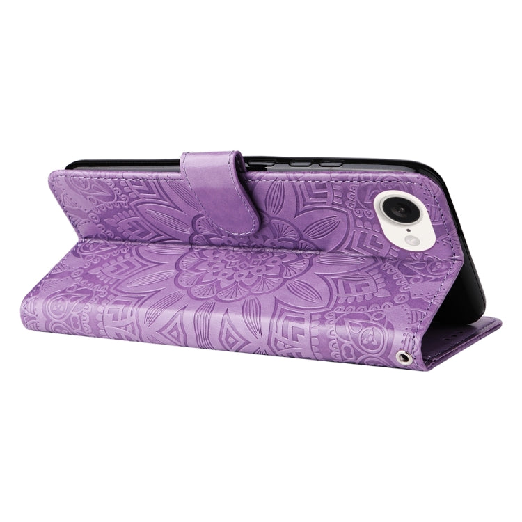 For iPhone 17e / 16e Embossed Sunflower Leather Phone Case
