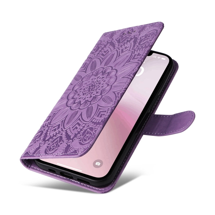 For iPhone 17e / 16e Embossed Sunflower Leather Phone Case