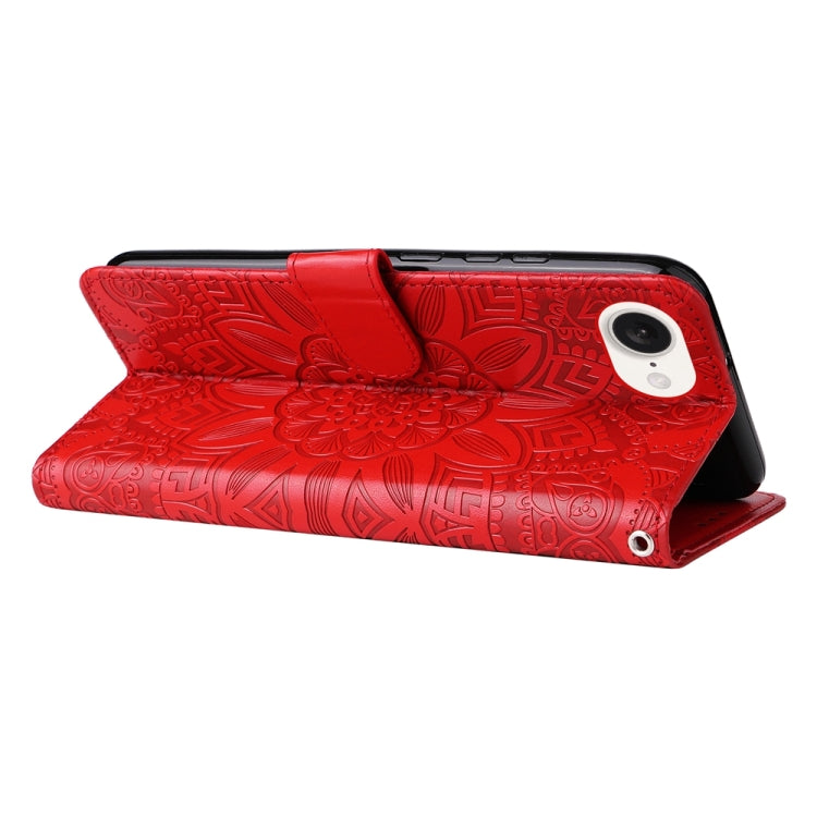 For iPhone 17e / 16e Embossed Sunflower Leather Phone Case
