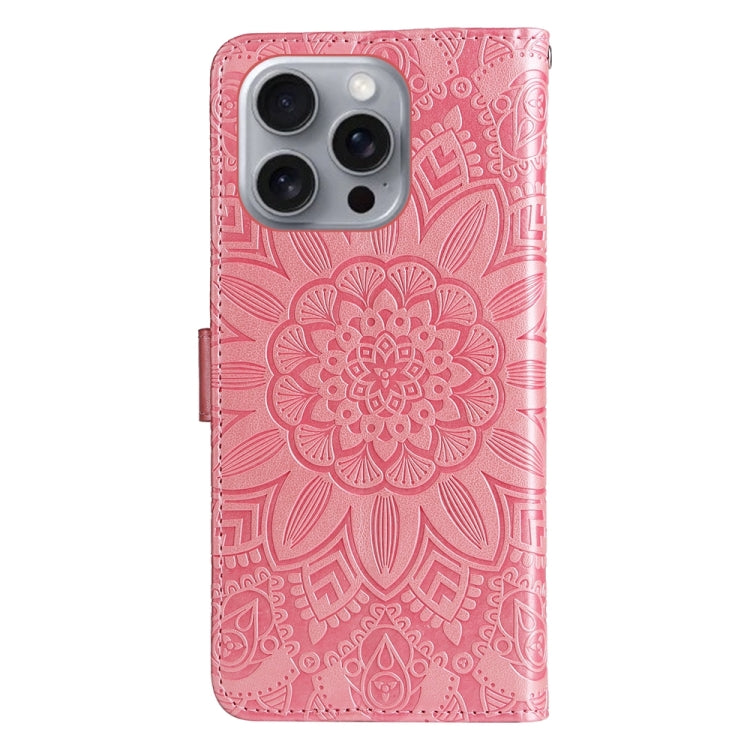 For iPhone 16 Pro Max Embossed Sunflower Leather Phone Case